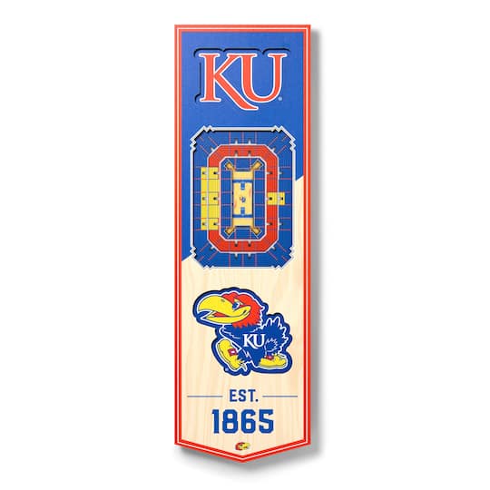 You the Fan Officially Licensed NCAA 6" x 19" 3D Stadium Banner - Kansas Jayhawks